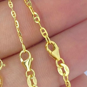 Solid 14K Gold Mariner Anchor Chain, Made in Italy Necklace, Ladies 14k Gold Dainty Chain. Strong Chain for Pendant
