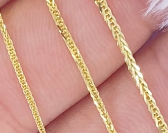 Solid 10K Gold Diamond Cut Wheat Palm Chain, Solid Strong Ladies Gold Chain, Gold Chain, Durable Box Chain, Gold Chain for Pendant,