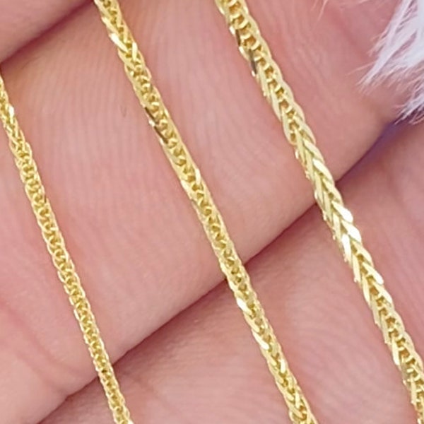 Solid 10K Gold Diamond Cut Wheat Palm Chain, Solid Strong Ladies Gold Chain, Gold Chain, Durable Box Chain, Gold Chain for Pendant,