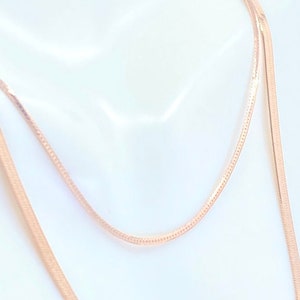 Solid 10K 1.25mm Rose Gold Herringbone, Solid 14K 2.5mm Rose Gold Herringbone, 10K Solid Rose Gold Herringbone 14K Solid Rose Gold Chain