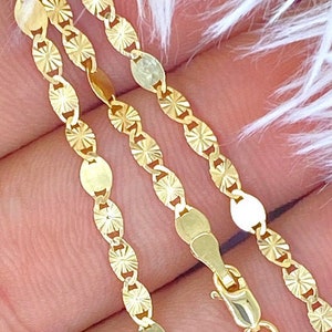 Solid 14K Gold Sparkle Mirror Chain, Solid 14kt gold chain, Ladies Gold Chain, Genuine Gold Chain,