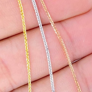 Solid 18K Gold Chain, Genuine Solid 18K Gold Wheat Cable Chain Diamond Cut, 18K Rose Gold Chain, 18K White Gold Chain, image 2