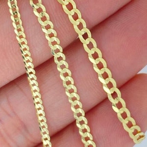 Solid 14k Gold Italian Curb Cuban Chain 2mm 2.5mm 3.25mm, 14k Solid Link Curb Chain