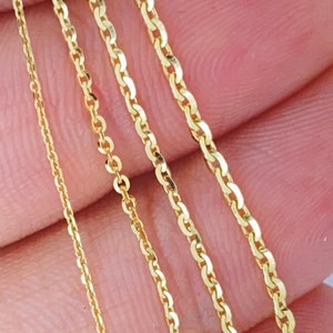 Solid 18K Gold Cable Chain, Ladies 18kt Gold ITALY Oval Cable Chain 1mm 1.25mm 1.5mm 2mm, 18K Gold Chain For Pendant