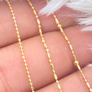 10K Gold Chains Dainty Satellite Necklace, Pendant Ball Station Necklaces 16inch 18inch 20inch