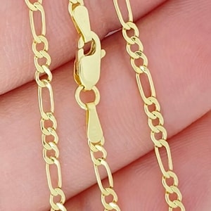 Genuine 14K Gold Figaro 2mm Chain, Lightweight Italian 14kt Gold Chain, Real Gold Chain, Genuine 14K Gold Chain, Gold Chain for pendant