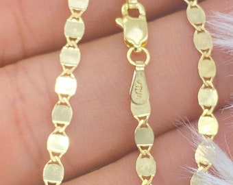 Solid 14K Gold Chain, 14K Gold 3mm 14K Real Strong Durable Chain, Ladies Gold Chain, Ladies 14k Bracelet Anket Gold , 14kt 3mm Mirror Chain,