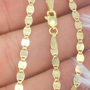 Solid 14K Gold Chain, 14K Gold 3mm 14K Real Strong Durable Chain, Ladies Gold Chain, Ladies 14k Bracelet Anket Gold , 14kt 3mm Mirror Chain,