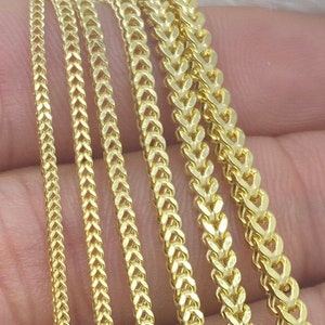 Solid 10K Gold Franco Box Chain 1.25mm 1.5mm 1.75mm 2mm 2.5mm 3mm, Ladies Gold Chain, Man Gold Chain, Diamond-Cut 10K Gold Franco Chain