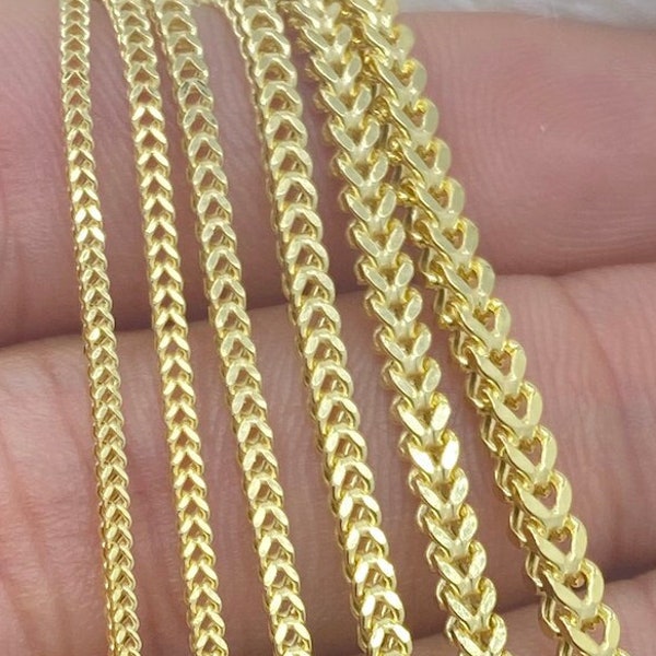 Massive 10K Gold Franco Kette 2 mm 3 mm 4 mm, 10K Franco Link Link eckig