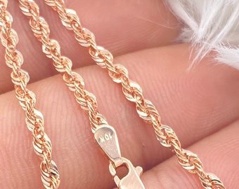 14K Rose Gold .7 mm Carded Cable Rope Chain 20 Inch