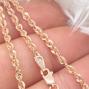 Solid 10K Rose Gold Rope Chain 2.5mm, Rose Gold Chain, Ladies Pink Gold Chain, Genuine Rose Gold Rope Chain,