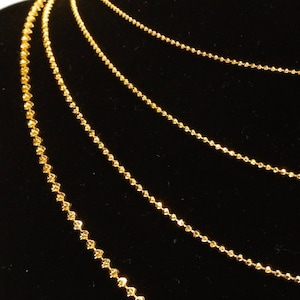 Solid 14K Gold Ball Chain Diamond Cut Ball Chain, Dainty Strong Gold Chain Ladies, Chain for Pendant, Ball Necklace 14kt 1mm 1.5mm