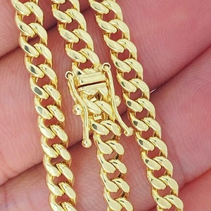 Solid 10K Gold 4.5mm Miami Cuban Curb With Box Lock Mens Gold Curb Cuban Chain Ladies Gold Cuban Choker 10K Gold Chains Man Chain