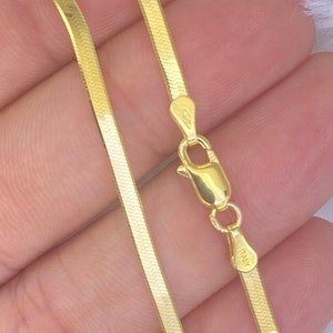 Solid 14K Gold Heavy Italian Herringbone Chain 2.5mm, Ladies Gold Herringbone Chain, Herringbone Choker, Choker Necklace, Ladies Chain