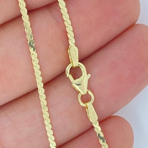 Solid 14K Gold 1.5mm S Herringbone Chain, Ladies Gold Choker, 14K Gold Chain, Chain for layering, 14K Snake Chain