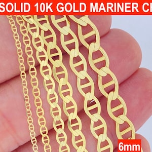 10K Gold Shiny Cut Mariner Anchor Pendant Chain, Gold Chain, Man Gold Chain, Solid Gold Chain, Strong Gold Chain