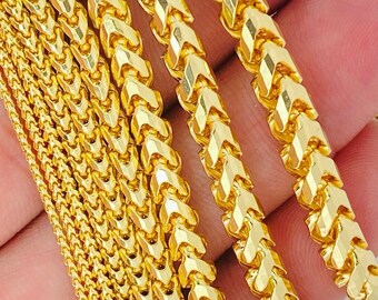 Solid 18K Gold Franco Chain 1.5mm 2mm 3mm 4mm 5mm Italian Gold