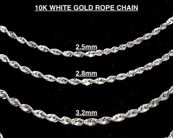 Solid 10K Gold Rope Chain Gold Rope Necklace 1.5mm 2mm 3mm 16in 18inch 20,  10K Gold Rope Chain, 10K Rope Chain, Diamond-cut, Men, Woman 