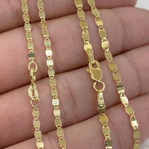 Solid 14K Gold Mirror Link Chain, High Quality Italian Chain Ladies Dainty Gold Chain, Ladies Gold Choker Necklace, Trending Gold Chain