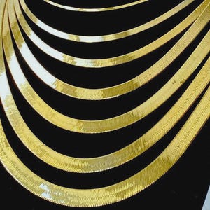10K Solid Gold Herringbone Chain Necklace 1.25mm - 10mm, 10K Solid Yellow Gold Herringbone Chain 16inch 18inch, Trending Gold Chain