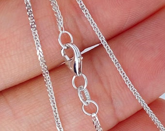 French Wheat Chain Necklace 1.8mm Wide Sterling Silver, Made in Italy French Wheat Chain Necklace 1.8mm Wide Sterling Silver, Made in Italy