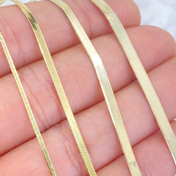 Solid 10K Gold Herringbone Bracelet 1mm 2mm 3mm 4mm, Ladies Gold Bracelet, Trending Gold Jewelry, Liquid Link Gold Bracelet