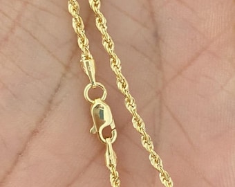 Genuine 14K Gold Rope Chain, 14K Real Gold Rope Chain, Ladies Gold Chain, 14K Man Gold Chain 16 18 20 22 24 Inch 1.5mm 2mm