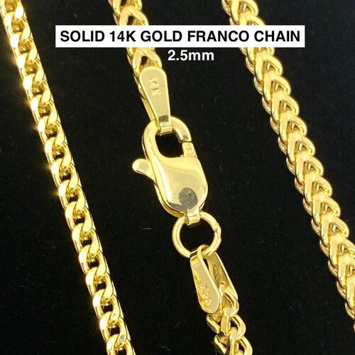 Solid 14K Gold Franco Box Chain 2.5mm 