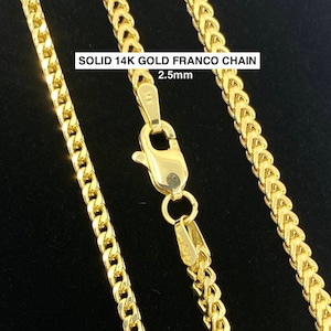 Solid 14K Gold Franco Box Chain 2.5mm Necklace and Bracelet, Man 14K Gold Chain, Diamond-Cut 14K Gold Franco Chain,