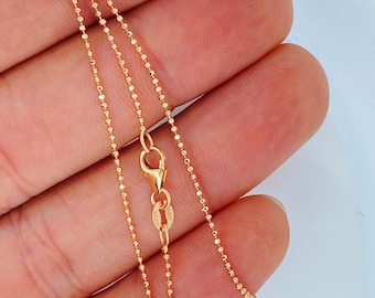 Solid 14k Rose Gold Dainty Biker Link Chain Necklace 16 Inches