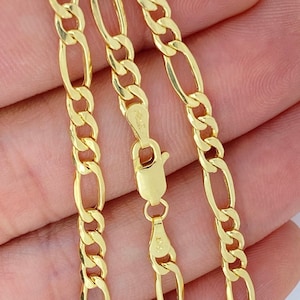 Solid 10K Gold Figaro Chain 2mm 3mm 3.5mm 4.5mm, Ladies Men Children  Genuine Gold Chain, Figaro Gold Chain 10kt, Real Gold Chain -  Israel