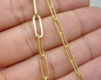 Solid 14K Gold Paperclip Chain Necklace 3.2mm 4.5mm, Trending Gold Necklace, Ladies Gold Necklace, Solid 14K Gold Paperclip Bracelet