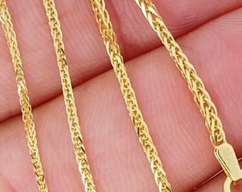 Solid 14K Gold Wheat Diamond Cut Sparkle Chain, Made in ITALY, Solid 14K Gold Wheat Chain, Real Gold Chain, Ladies 14K Gold Chain