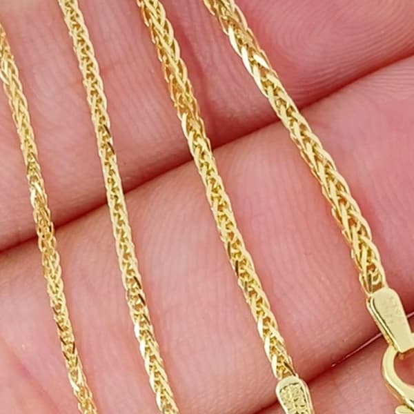 Massive 14K Gold Weizen Diamant Schnitt Funkel Kette, 14kt ITALIENISCHE Höchste Qualität, Made in ITALY, Massiv 14K Gold Weizen Kette, Damen 14K Gold