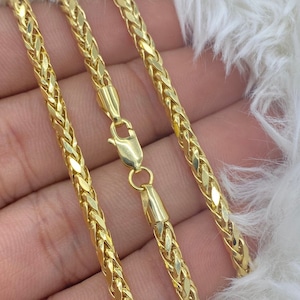 Solid 10K Gold Wheat Palm Franco Foxtail Chain Necklace, Man Gold Chain, Ladies Gold Chain, Trending Gold Chain Necklace. Men and Women.