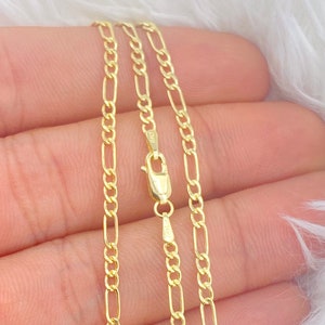 Solid 14K Gold Figaro Chain, 14kt Gold Chain, Real Gold Chain, 2.5mm Figaro Chain, Genuine 14K Gold Chain, Gold Chain for pendant