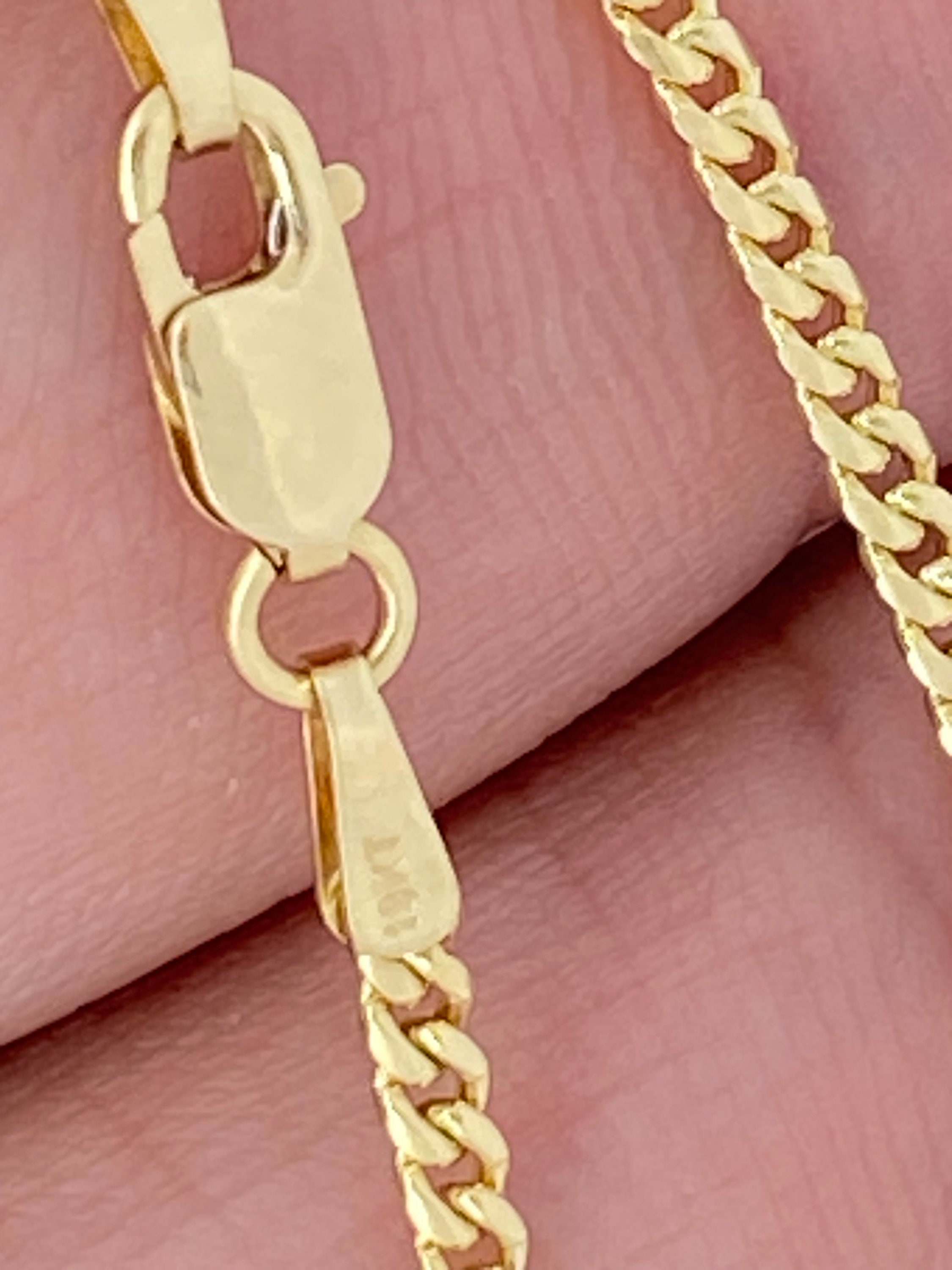 ソリッド 18K ゴールド マイアミ キューバン、2 mm 18K ゴールド