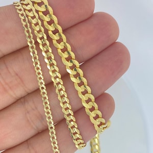 Solid 18K Gold Curb Chain - Heavy Cuban Link Necklace 2.5mm 4mm 5.5mm Solid 18kt Curb Cuban Chain, Solid Link Curb 750 purity