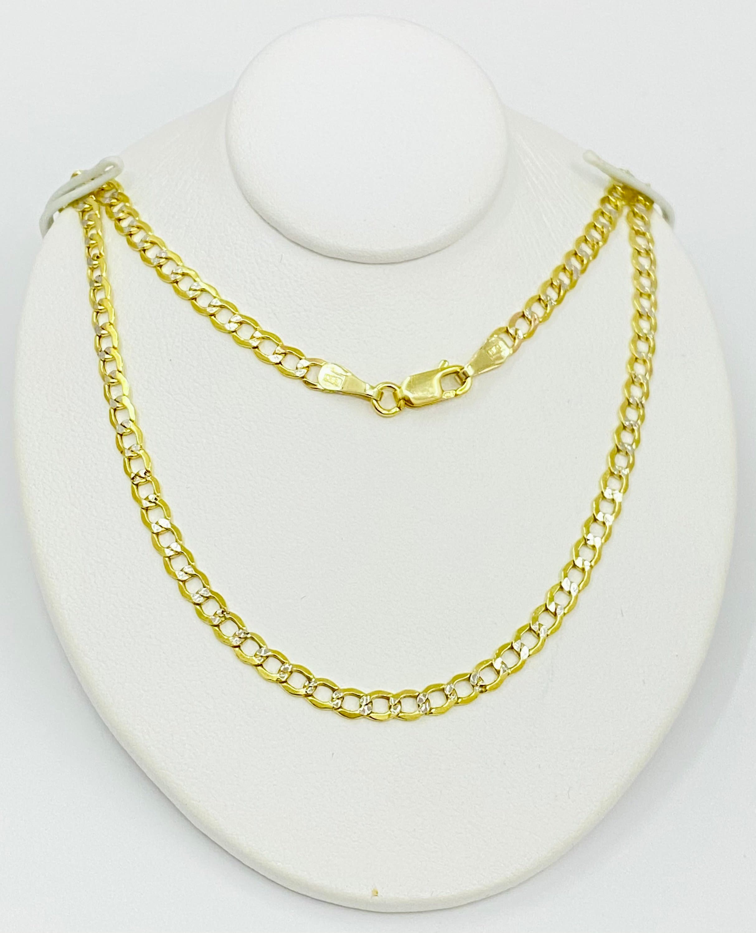 Solid 10K Gold Cuban Curb Pave Chain 