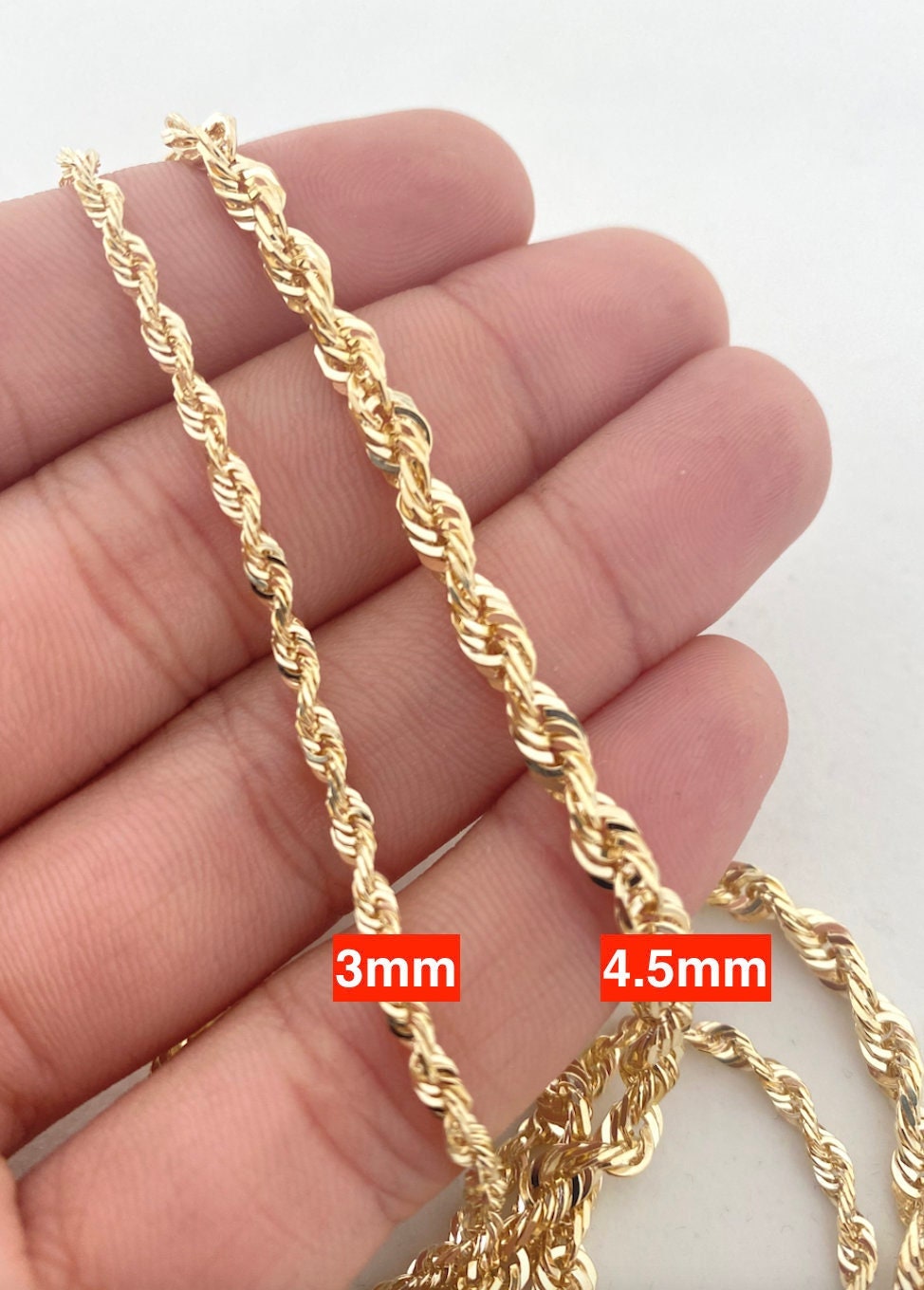 Solid 10K Gold Heavy Rope Chain Durable 