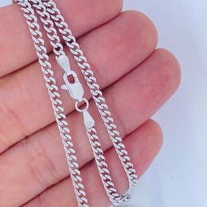 Solid 10K White Gold Miami Cuban Chain, 10K 3mm 4.5mm 6mm 10K Curb Cuban White Gold Necklace, Strong 10KT White Gold Chain, Durable 3mm