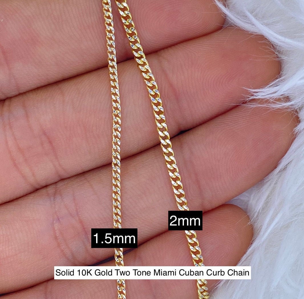 Mens Miami Cuban Bracelet Diamond Cut Two Tone Real 14k Gold