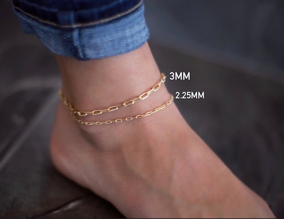 10k Yellow Gold Anklet Women Link Chain 10