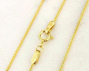 Solid Gold Thin Chain, 14K Gold Chain Necklace, Wheat Chain