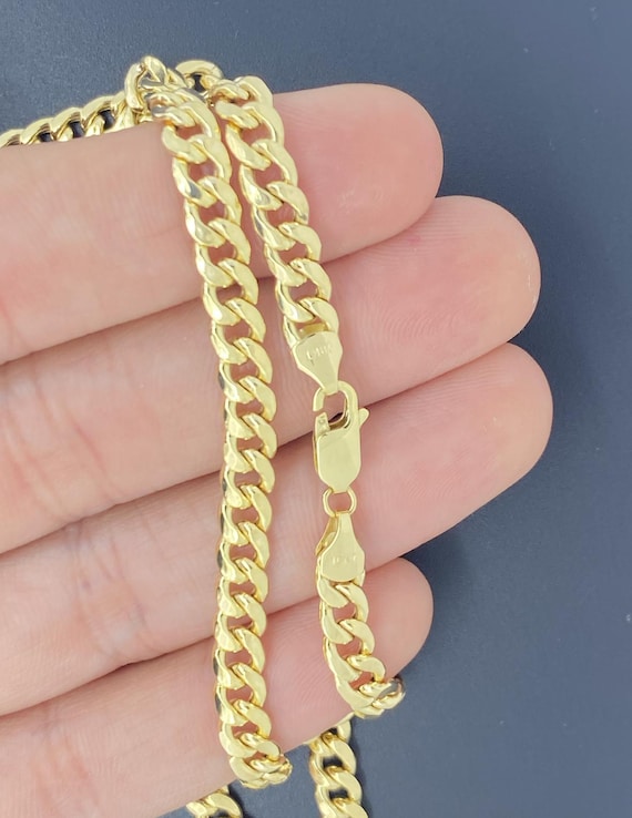 Solid 10K Gold Curb Chain 5.5mm Man Gold Chain Real Gold Gents Chain 5mm Gold Curb Chain