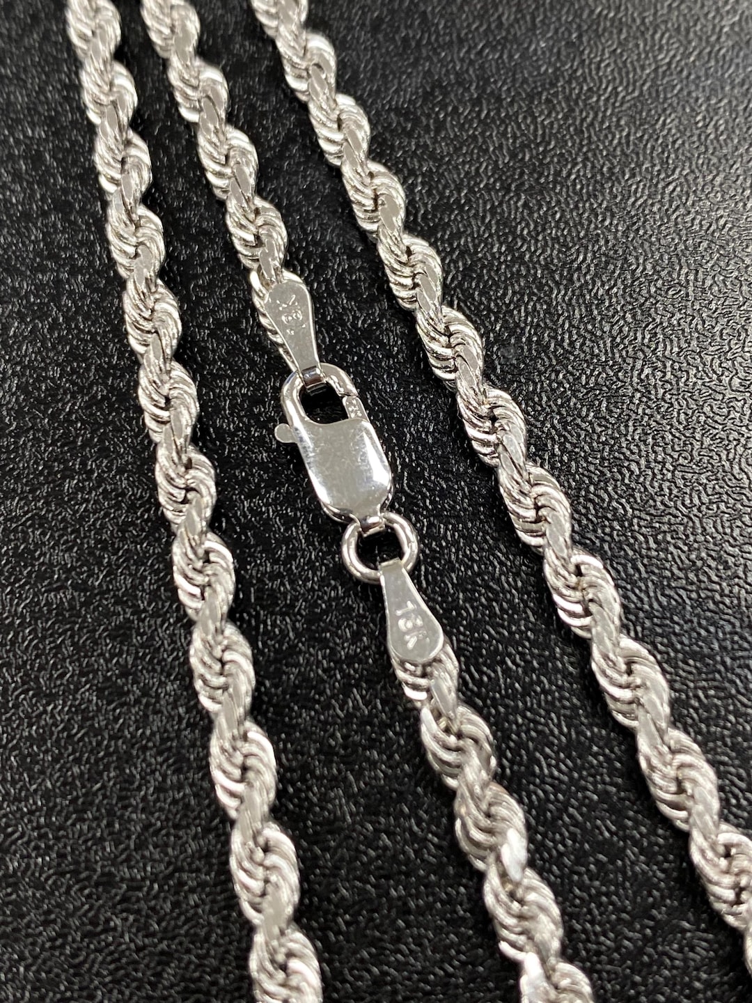 Smooth Chain Not Rope Solid 18K White Gold 3mm Rope Chain - Heavy Rope Chain Diamond Cut Rope ...