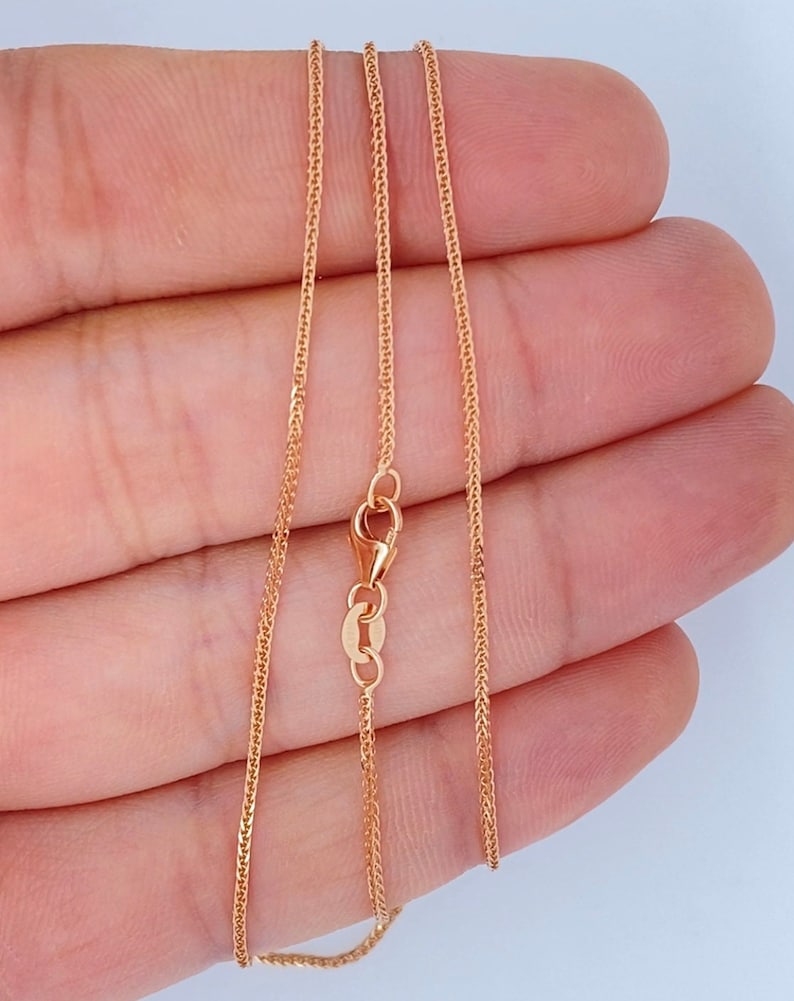 Solid 18K Gold Chain, Genuine Solid 18K Gold Wheat Cable Chain Diamond Cut, 18K Rose Gold Chain, 18K White Gold Chain, image 5