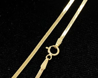 Solid 14K Gold 1.5mm Shiny Herringbone Chain, Ladies Gold Choker, 14K Gold Chain, Chain for layering, 14K Snake Chain