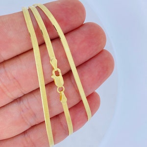 Solid 18K Gold Herringbone Necklace, Shiny 18KT Solid 750 2.5mm Herringbone Chain Necklace, 18KT Gold Chain, 18KT Liquid Link Gold Chain